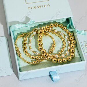 💖Enewton 4pcs Gold Bead with Pearl Stack